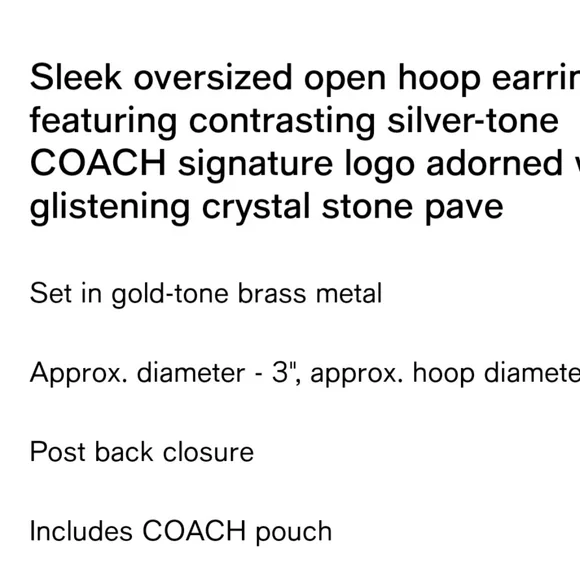 Coach x JLo Large Gold Hoop Earrings with Pave Crystals - Picture 11 of 13